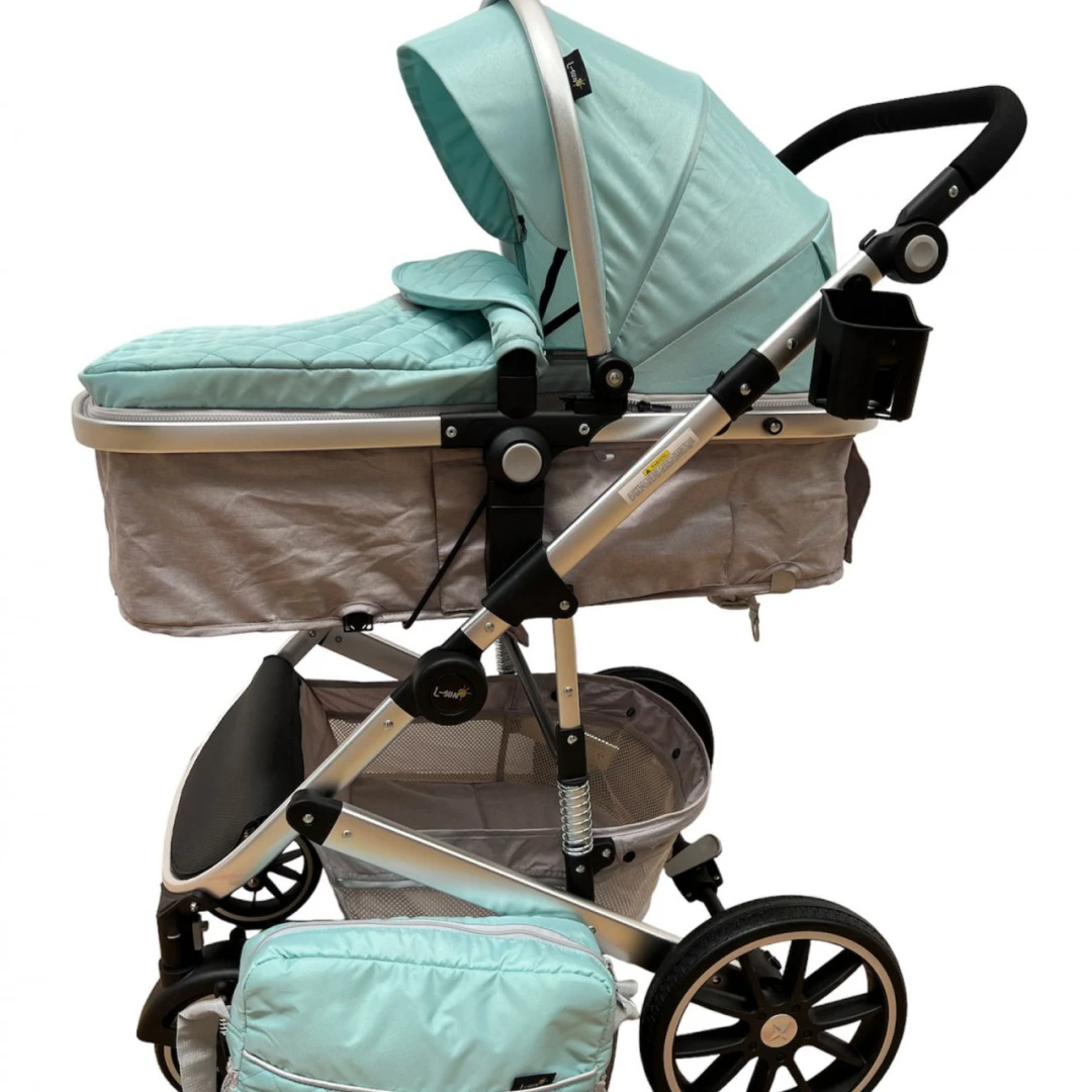Carucior 2 in1, pentru bebelusi, cu landou reversibil, cadru aluminiu si geanta - 