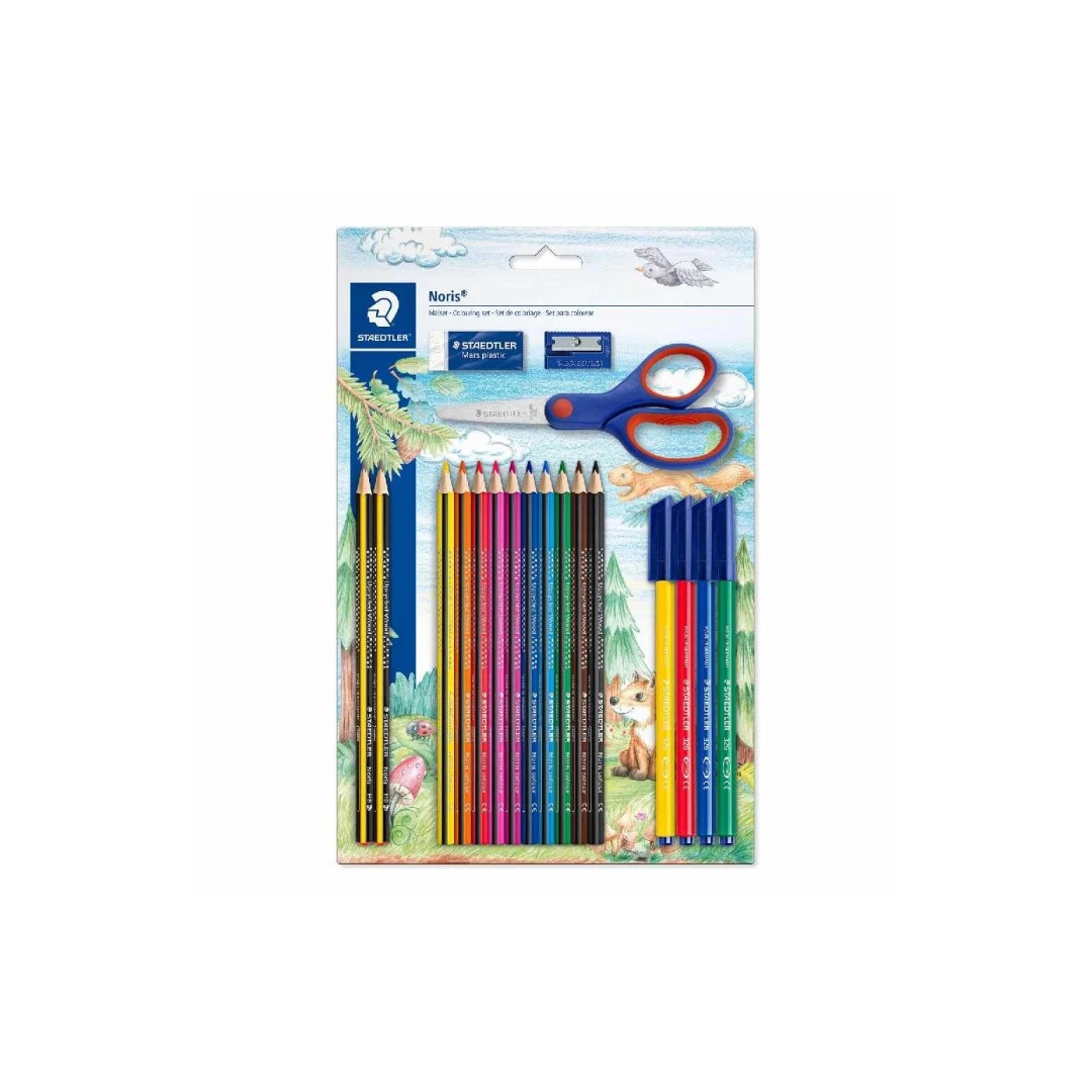 Set creioane, carioci, radieră, foarfece și ascuțitoare, Noris, 61 SET43 - 