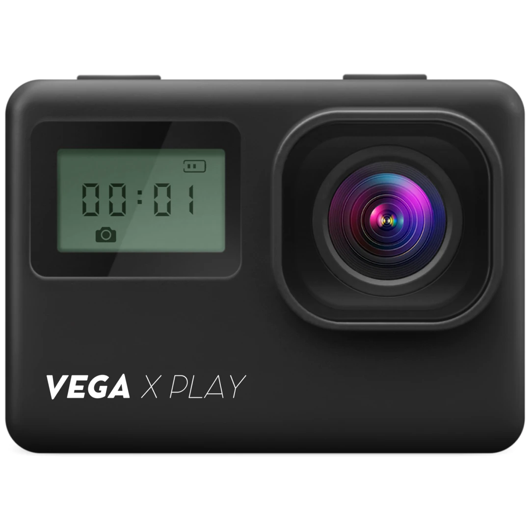 Camera video sport Niceboy VEGA X Play, WiFi, DVR, Webcam, Display LCD 2" + 0.96" monocrom, 16Mpx, 170 grade, 4K@30fps, 2.7K@30fps, Full HD@60fps, MicroSD, functie Slow-Motion si time lapse, aplicatie mobila, incarcare USB-C, negru - 