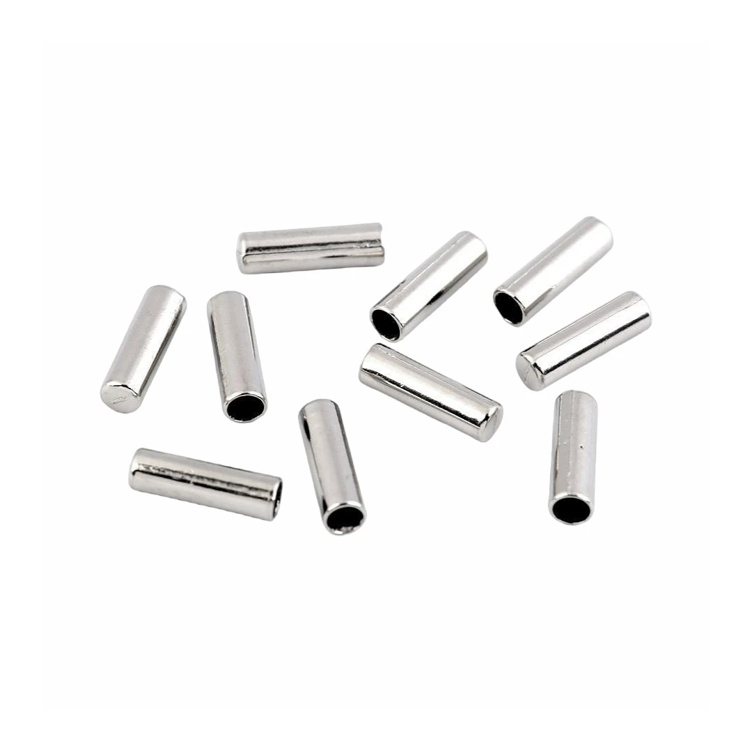 Set 10 terminatii metalice pentru snur, diametru 4 mm, 5 x 17 mm, Argintiu - 
