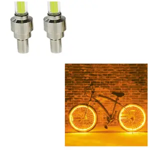 Set 2 Ventile cu LED Galben Compatibile Bicicleta, Motocicleta sau Masina 7 x 1,5 cm - 