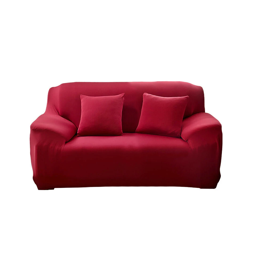 Husa pentru canapea cu 2 locuri din material elastic cu husa pentru perna, Visiniu - 