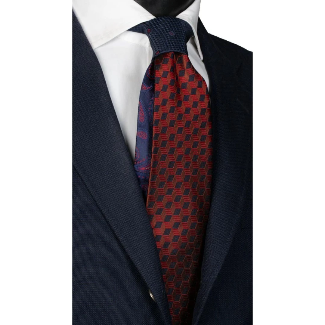 Cravată din mătase cu nod în contrast N2200 - model unicat - 