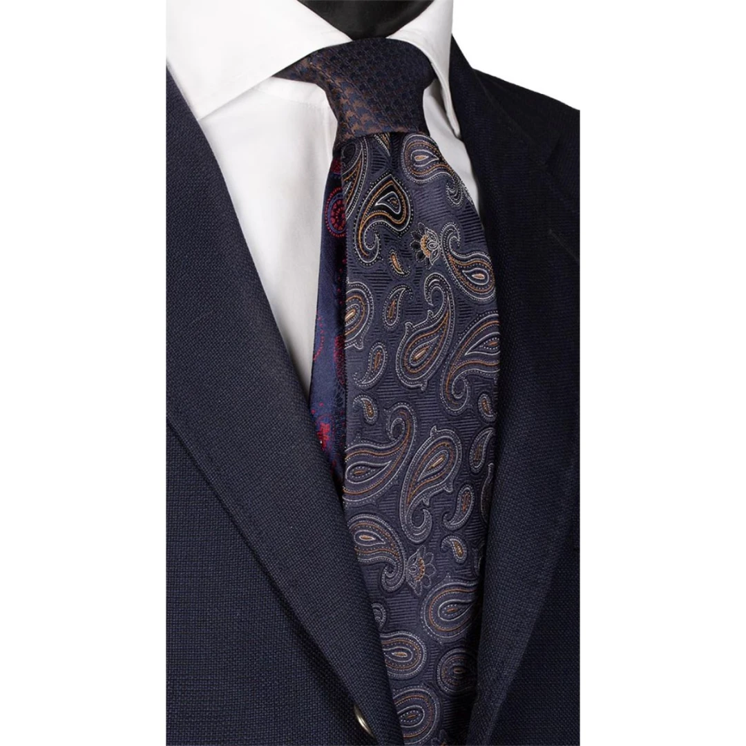 Cravată din mătase cu nod în contrast N1920 - model unicat - 