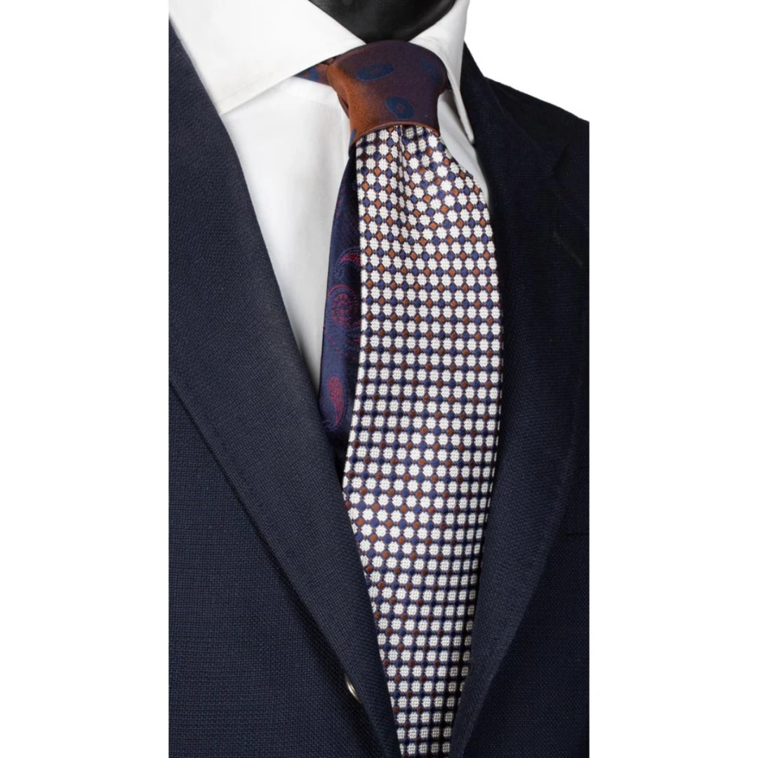 Cravată din mătase cu nod în contrast N2269 - model unicat - 