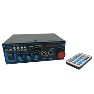 Amplificator bluetooth digital, tip Statie, 2 x 30 W, intrari USB-SD, doua intrari microfon - 
