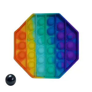 Jucarie antistres, Pop it, silicon, hexagon, 12.5 cm, multicolor, bila inclusa - 