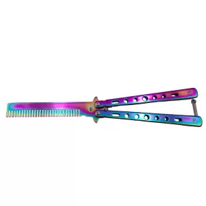 Briceag fluture de antrenament IdeallStore®, tip pieptan, Rainbow Comb, 22 cm, multicolor - 