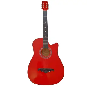 Chitara clasica din lemn IdeallStore®, Red Raven, 95 cm, model Cutaway, rosie - 