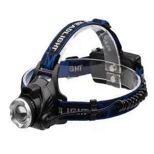 Lanterna de cap IdeallStore®, Hiking Master, zoom, intensitate interschimbabila, aluminiu, albastru - 