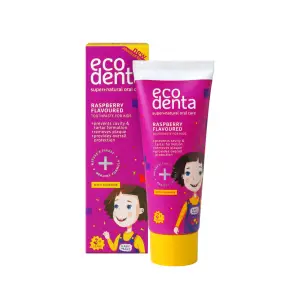 Pasta de dinti pentru copii impotriva cariilor cu aroma de zmeura, Ecodenta, 75 ml - 