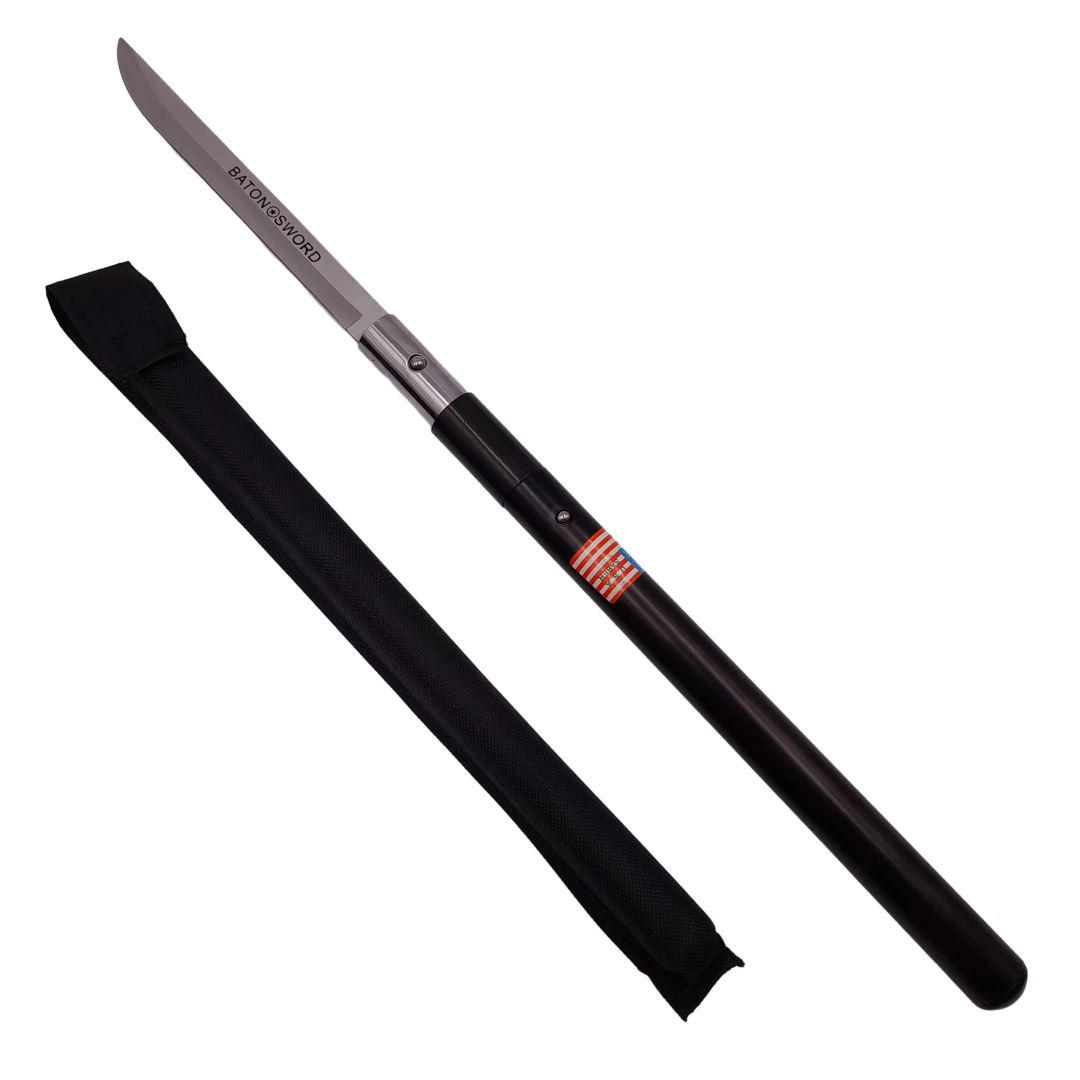 Sabie de vanatoare Ideallstore®, Shaolin Master, model baston, 55 cm, negru, teaca inclusa - 