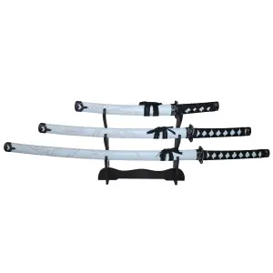 Set sabii katane decorative IdeallStore®, panoplie, Ninja Warrior, alb, metal, 83 cm, teaca inclusa - 