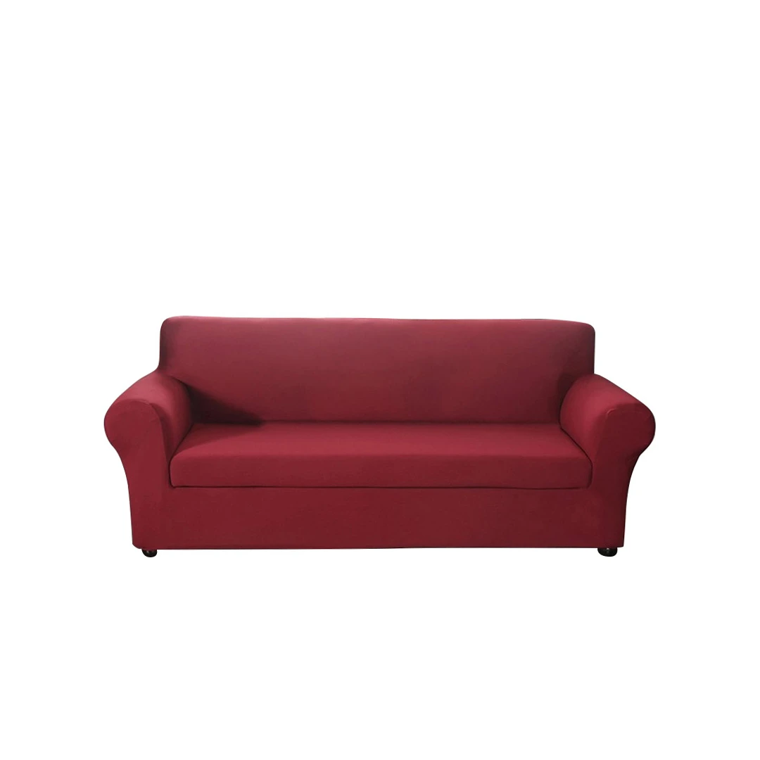 Husa pentru canapea cu 3 locuri din material elastic cu husa pentru perna, Visiniu - 