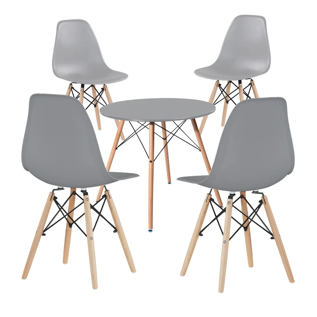 4 buc scaune moderne cu masa pentru bucatarie. gri - 