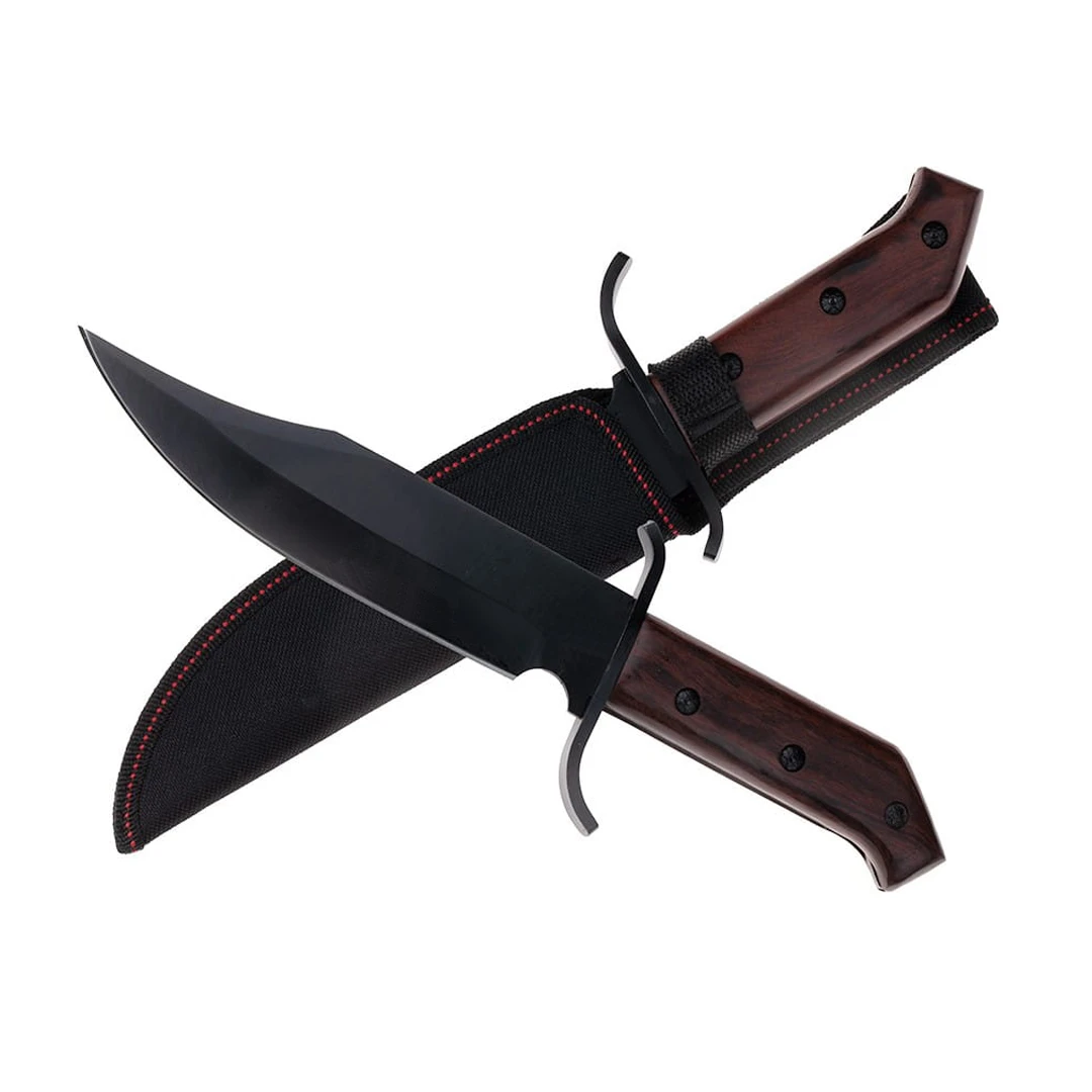 Cutit de vanatoare IdeallStore®, Pilgrim Dagger, 33 cm, otel inoxidabil, negru, husa inclusa - 