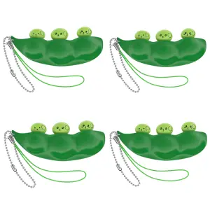 Set patru jucarii antistres IdeallStore®, pastaie de mazare, tip breloc, 6.5 cm, verde - 
