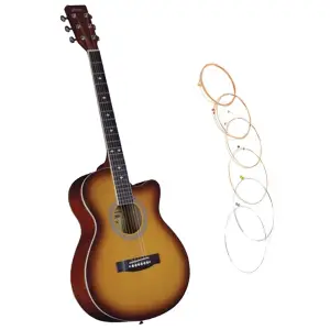 Chitara clasica din lemn IdeallStore®, Orange Raven, 95 cm, model Cutaway, portocalie, corzi incluse - 