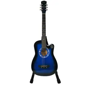 Chitara clasica IdeallStore®, 95 cm, lemn, Cutaway, albastru, stativ inclus - 