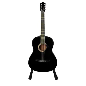 Chitara clasica IdeallStore®, 95 cm, lemn, Clasic, negru, stativ inclus - 