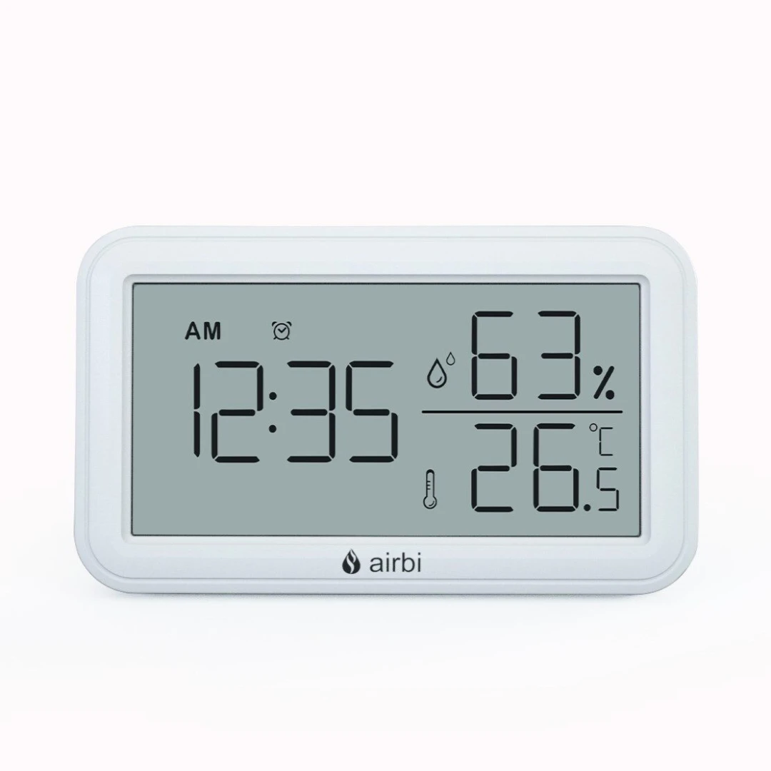 Termometru si higrometru digital de camera, ceas cu alarma, memorie, suport expandabil, alb, AirBi LINE BI1053 - 
