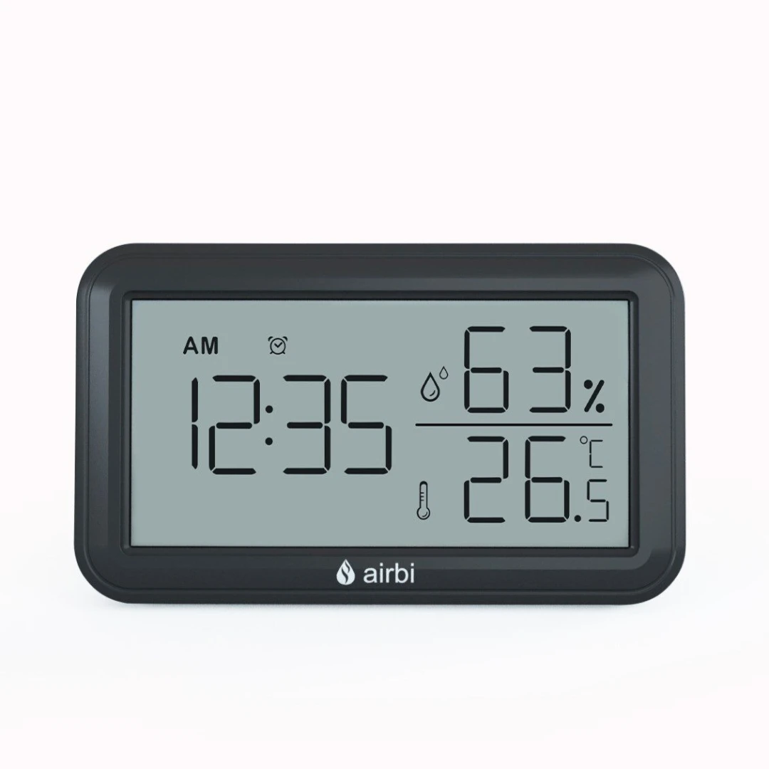 Termometru si higrometru digital de camera, ceas cu alarma, memorie, suport expandabil, negru, AirBi LINE BI1052 - 