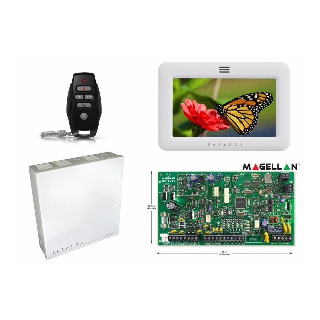 Centrala de alarma wireless, Paradox, Magellan, MG5050, tastatura touch, TM50, telecomanda, REM15 - 