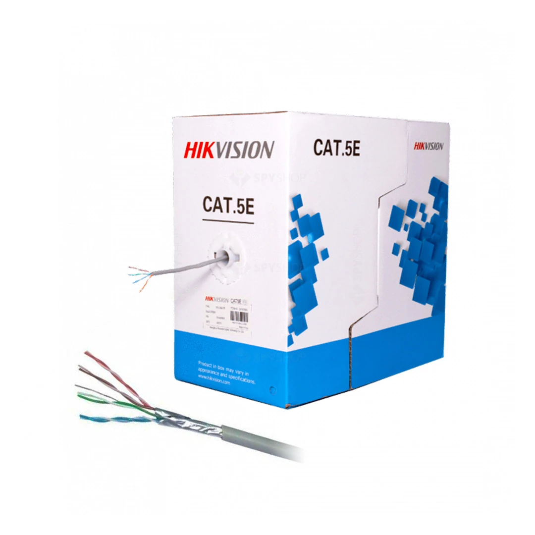 Cablu de retea, UTP, cat 5E, DS-1LN5E-E/E, rola, lungime 305m, diametru 0.82A±0.04mm, culoare gri, Hikvision - 