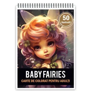 Carte de colorat pentru adulti, 50 de ilustratii, Baby Fairies, 106 pagini - 