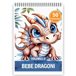 Carte de colorat pentru copii, 50 de ilustratii, Bebe dragoni - Volumul II, 106 pagini - 