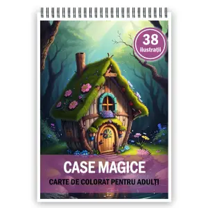 Carte de colorat pentru adulti, 38 de ilustratii, Case magice, 86 pagini - 