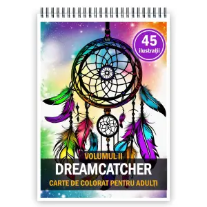Carte de colorat pentru adulti, 45 de ilustratii, Dreamcatcher - Volumul II, 96 pagini - 