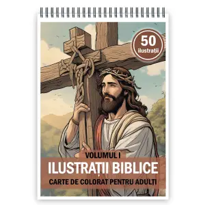 Carte de colorat pentru copii, 50 de ilustratii Biblice - Volumul I, 106 pagini - 