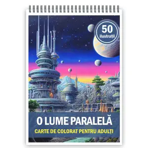 Carte de colorat pentru adulti, 50 de ilustratii, O lume paralela, 106 pagini - 