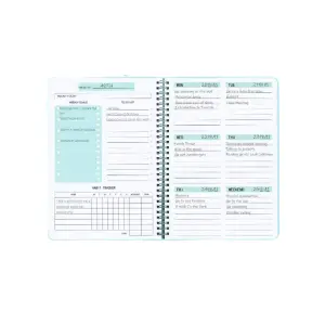Agenda planificator cu spirala, pentru organizare saptamanala, cu habit tracker si to do list, albastru, A5 - 