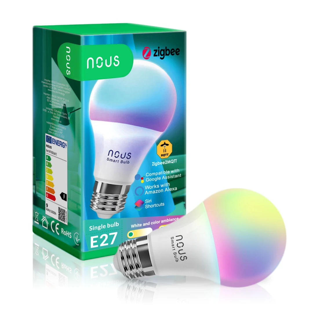 Bec LED RGB Smart NOUS P3Z ZigBee, E27, Control din aplicatie - 