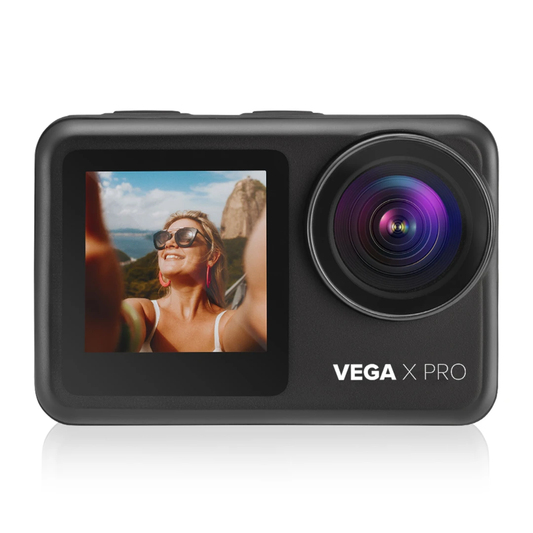 Camera video sport Niceboy VEGA X Pro, WiFi, Display LTPS 2" + 1.4", 4K@60fps, Waterproof, micro SD/SDHC/SDXC, stabilizare video, Slow-Motion, time lapse, Microfon, negru - 