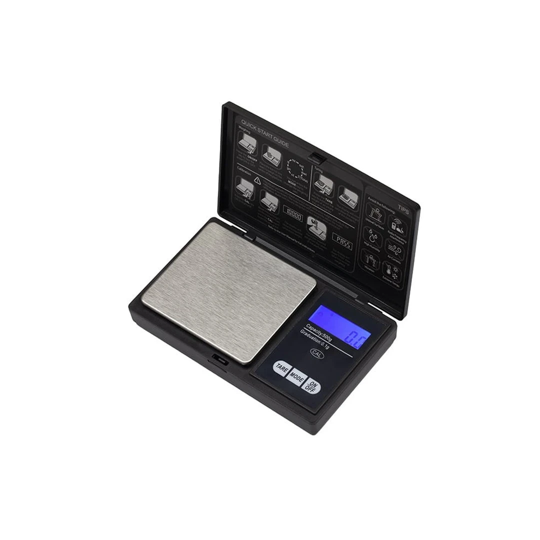 Cantar digital de buzunar IdeallStore®, Special Weight, afisaj LCD, protectie plastic, 13 cm, 500g maxim, negru - 