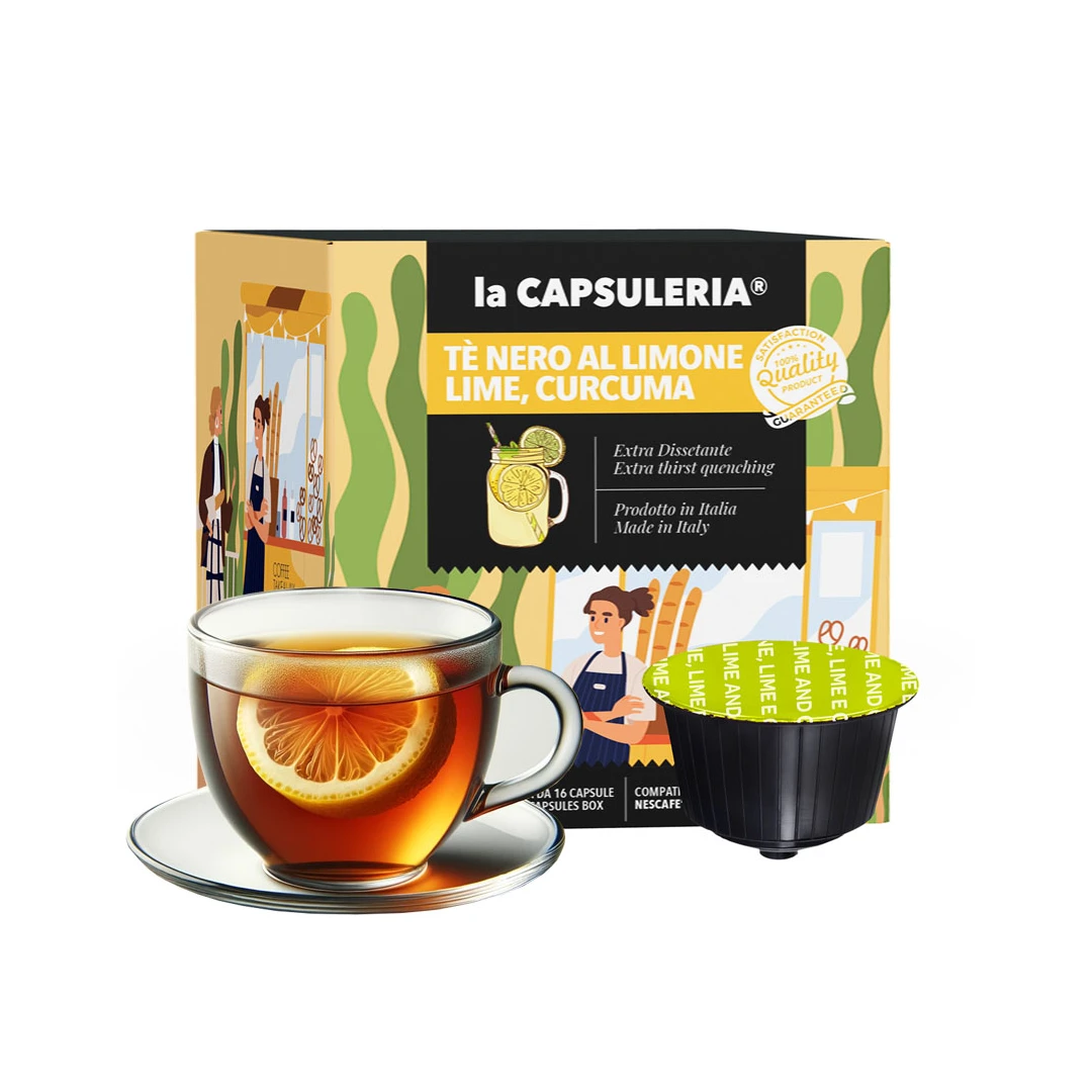 Ceai Negru cu lamaie, lime si curcuma, 96 capsule compatibile Nescafe Dolce Gusto, La Capsuleria - 