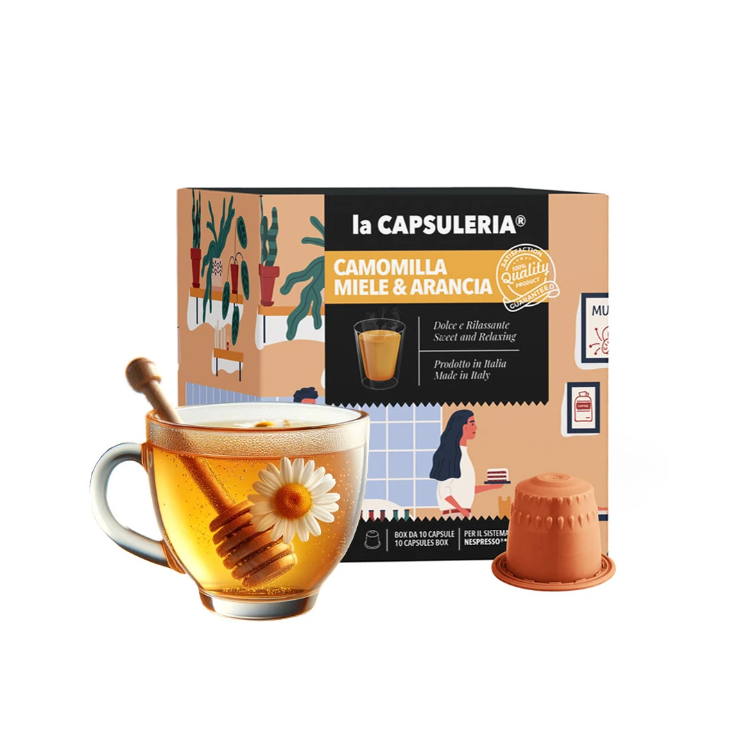 Ceai de musetel cu miere si portocale, 80 capsule compatibile Nespresso, La Capsuleria - 