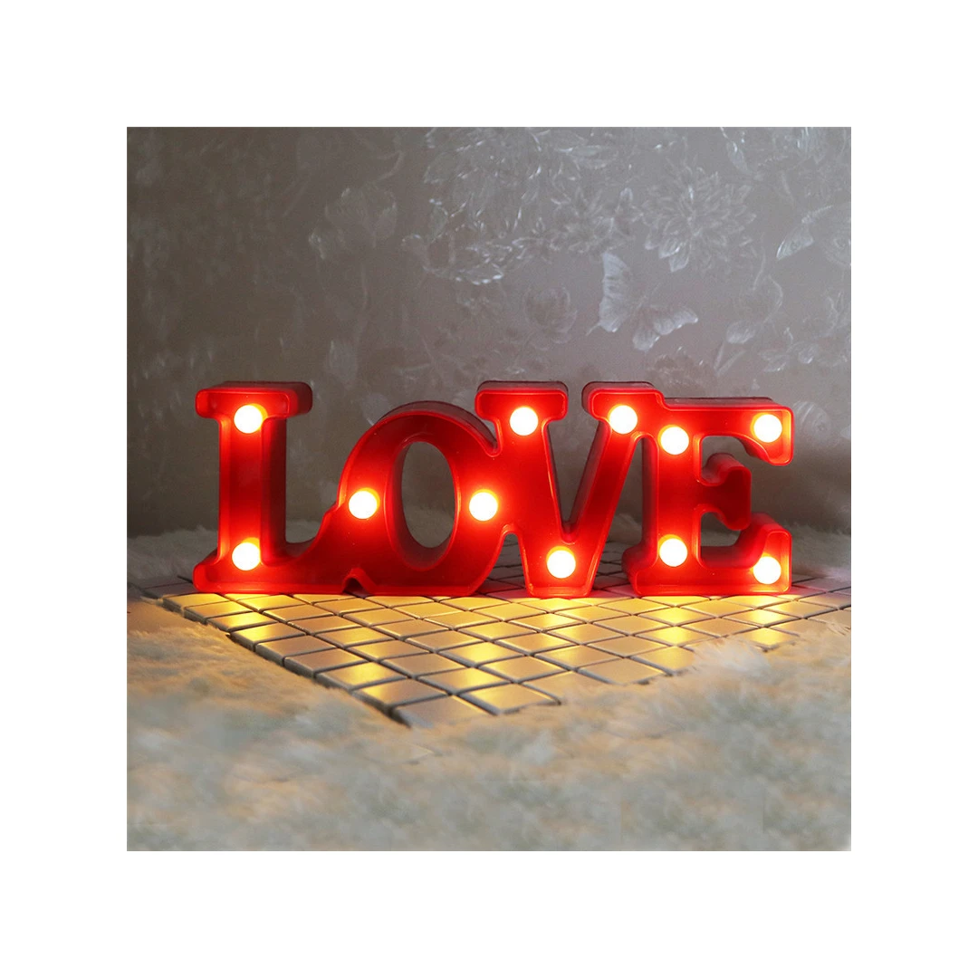 Lampa de Veghe LOVE cu Lumina Ambientala si 11 Led-uri Rosu - 