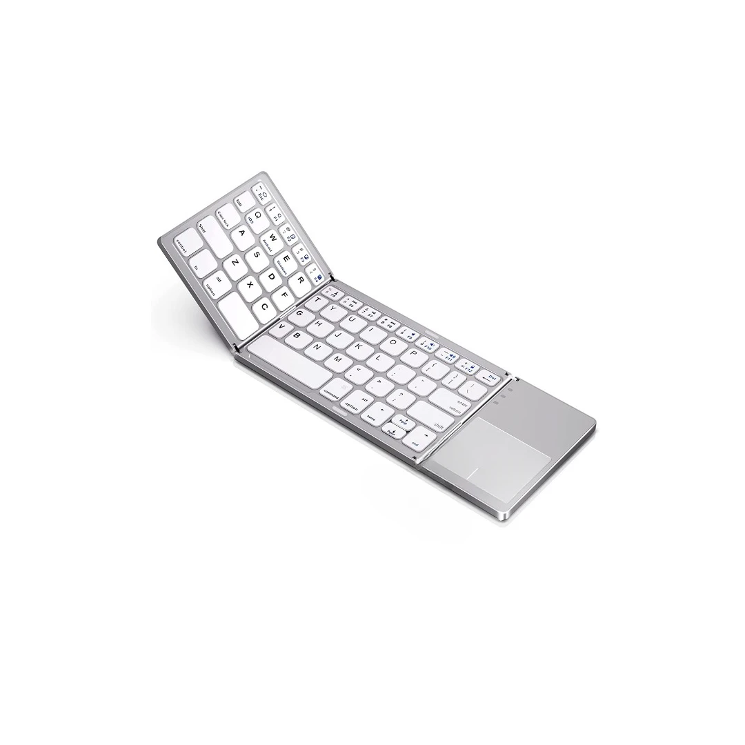 Tastatura pliabila ultra-subtire BRAGUS®, touchpad incorporat cu 2 click-uri, wireless si compatibila cu Android, iOS, Smart TV, argintie - 