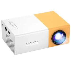Mini videoproiector IARMAC, Full HD, 1920x1080, 600 Lm, Focalizare manuala, USB/SDcard/Aux, Portabil, Galben - 