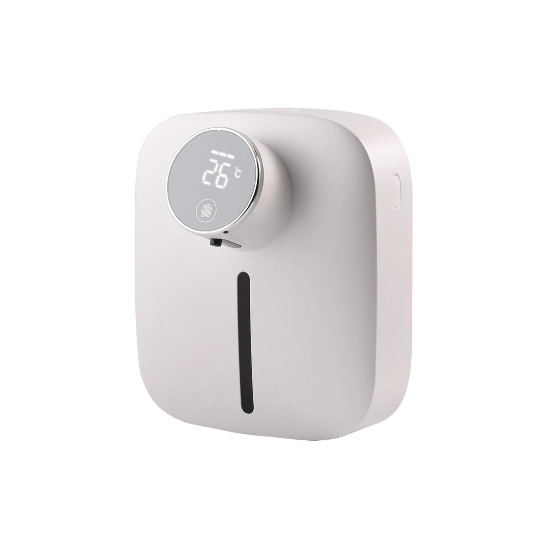 Dozator cu Dispenser de sapun automat cu senzor patratos, Sapun Spuma, 320ml, Display cu afisaj LED care afiseaza temperatura si nivelul de spumare, programabil, montare pe perete, Alb - 