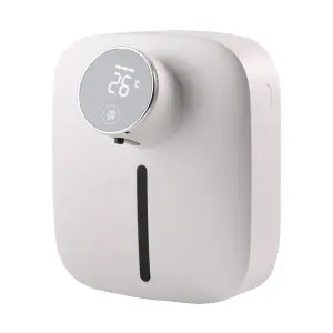 Dozator cu Dispenser de sapun automat cu senzor patratos, Sapun Spuma, 320ml, Display cu afisaj LED care afiseaza temperatura si nivelul de spumare, programabil, montare pe perete, Alb - 
