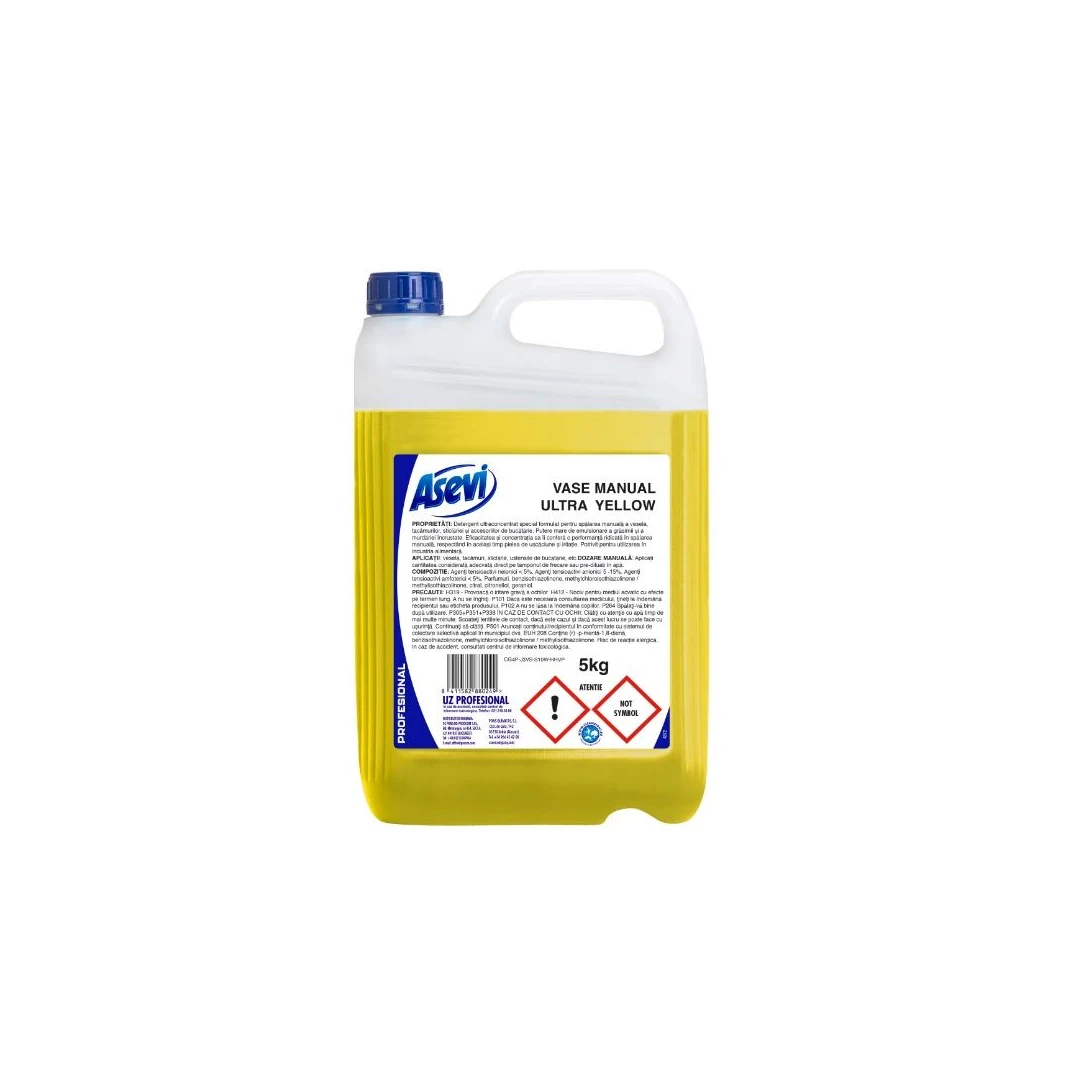 Detergent Vase Manual Ultra Yellow Asevi Profesional 5KG - 