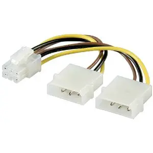 Cablu PC; mufa PCI-E 6 pini la 2 x mufa 5.25 F - 