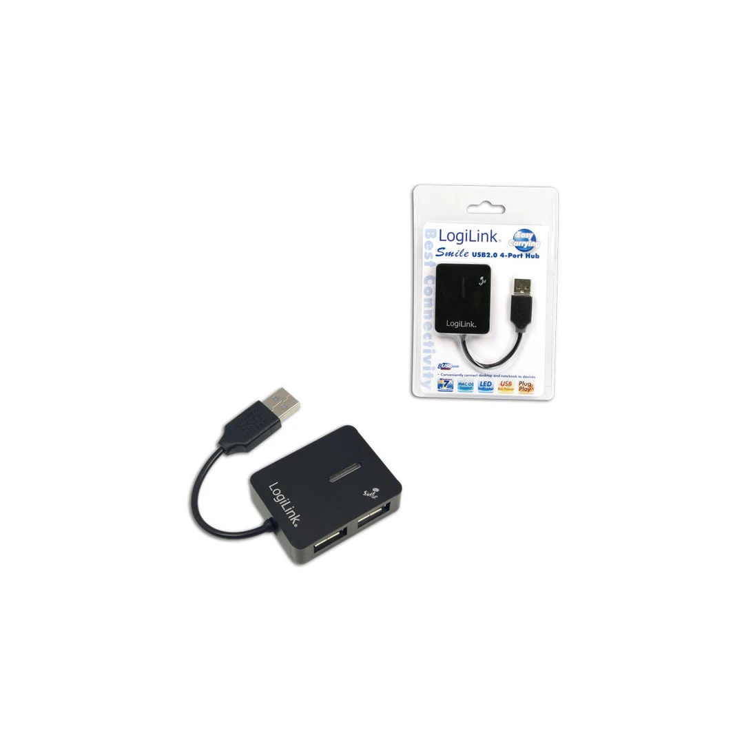 LOGILINK HUB; USB 2.0 F la 4xUSB 2.0 M; UA0139 BLACK - 