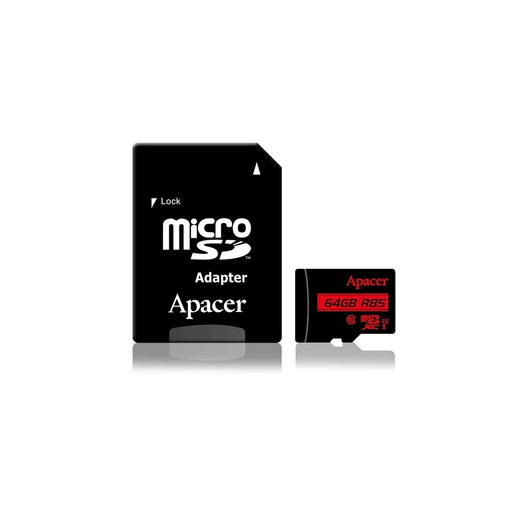 MicroSDXC Card Apacer 64 GB clasa 10 UHS-I cu adaptor, 85MB/s - 