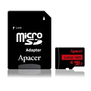 MicroSDXC Card Apacer 64 GB clasa 10 UHS-I cu adaptor, 85MB/s - 
